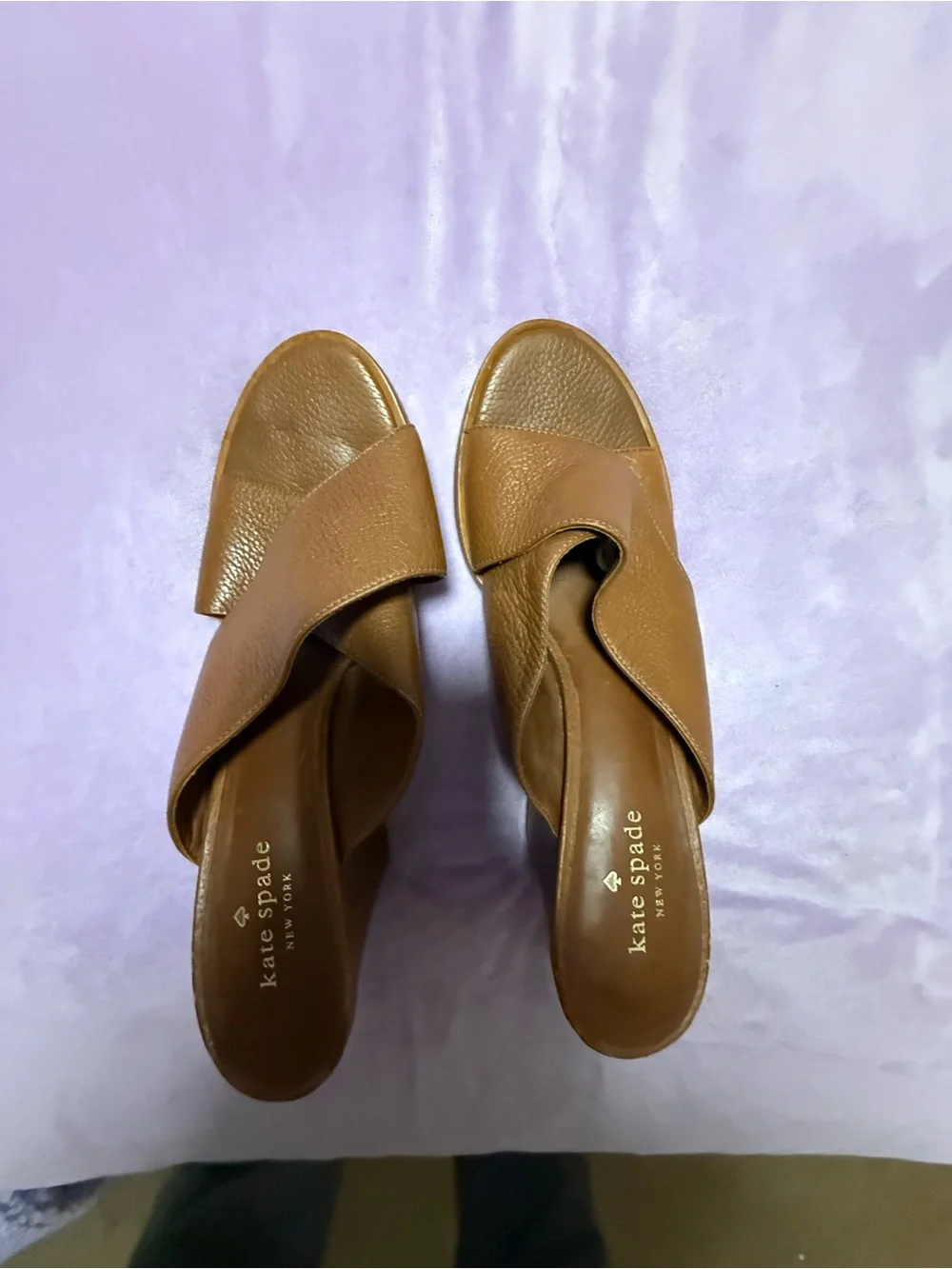 Kate Spade New York Brown Leather Block Heel Mule Sandals Size 8